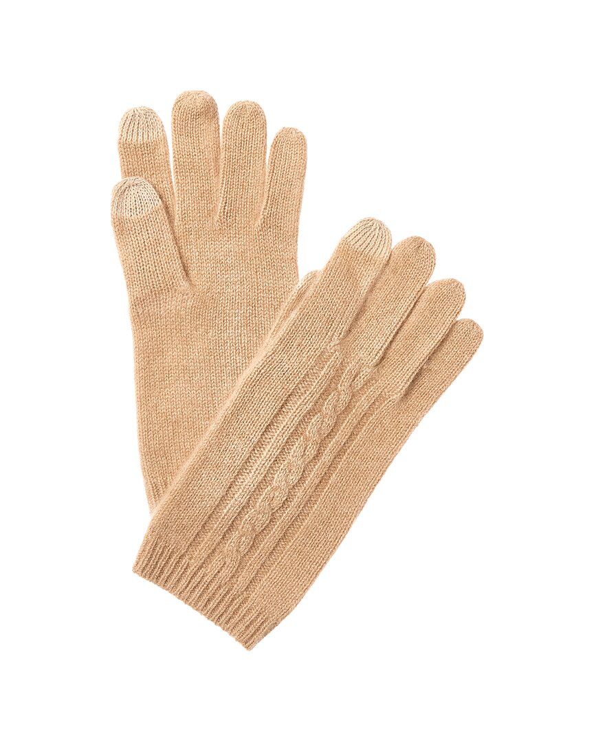 Phenix Placed Cable Touch Tech Cashmere Gloves In Brown