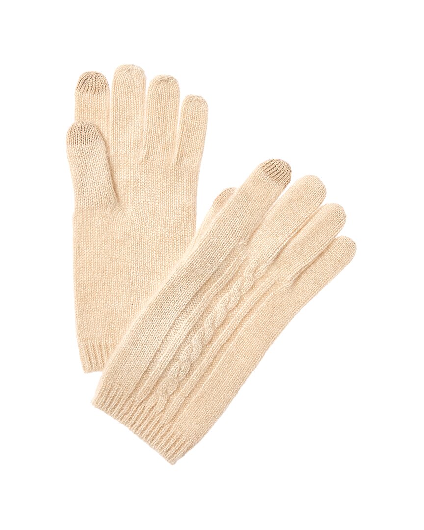 Phenix Placed Cable Touch Tech Cashmere Gloves In Neutral