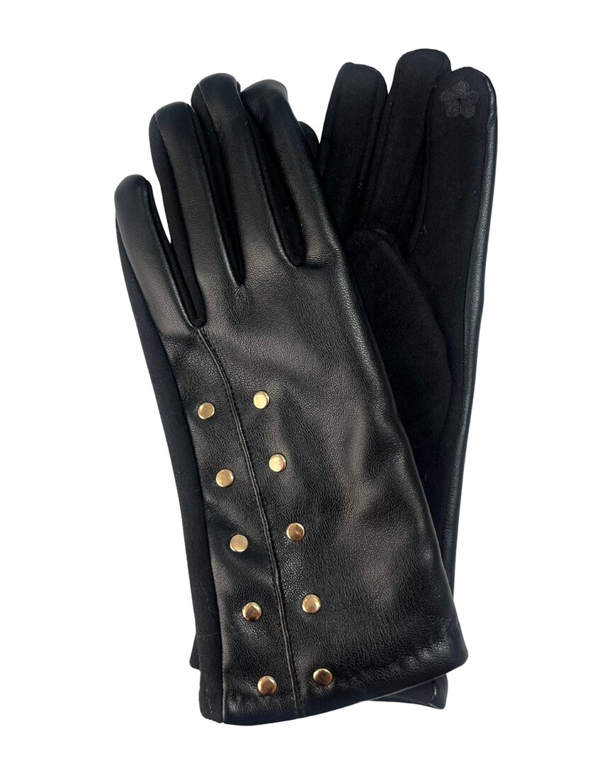 Marcus Adler Studded Faux Leather Touchscreen Compatible Gloves In Black