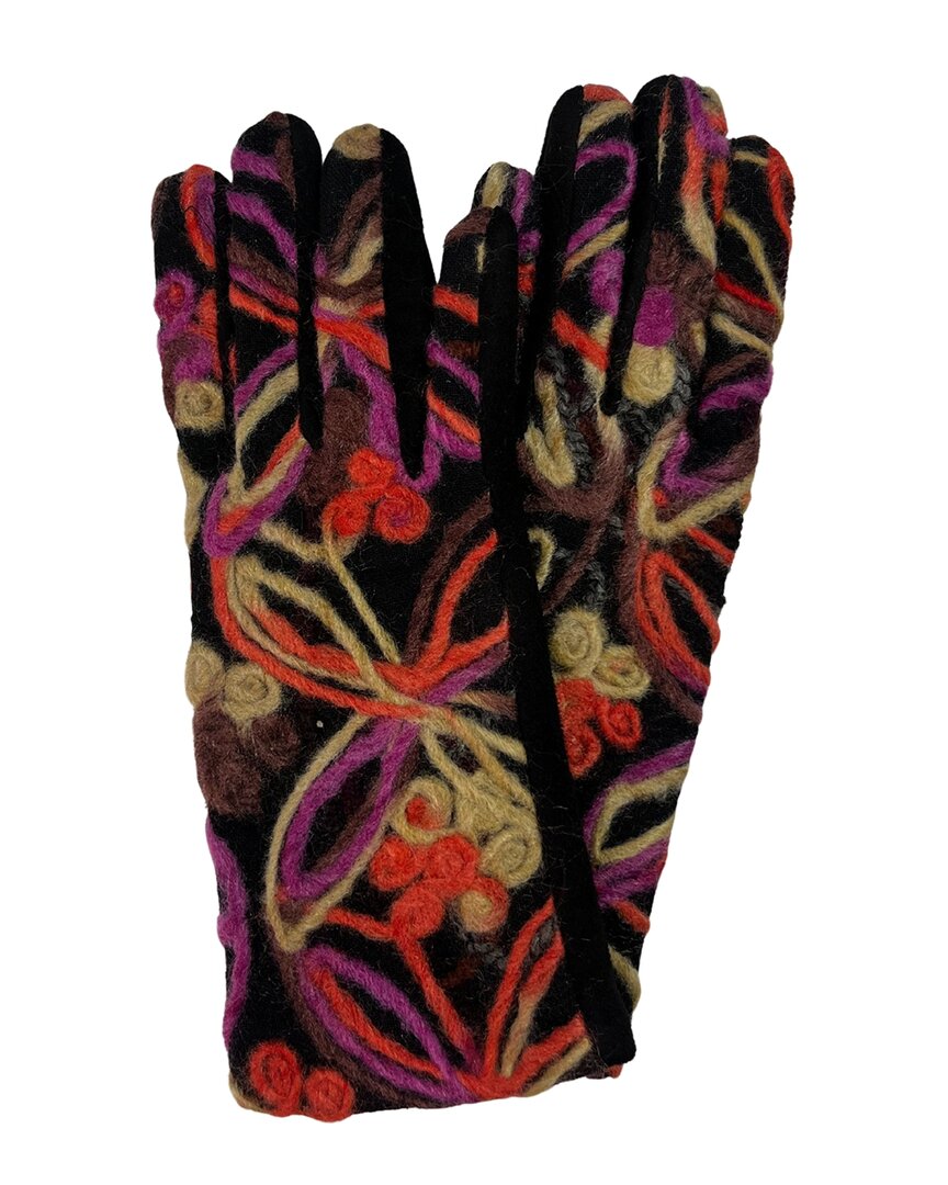 Marcus Adler Flower Print Knit Touchscreen Compatible Gloves In Pink