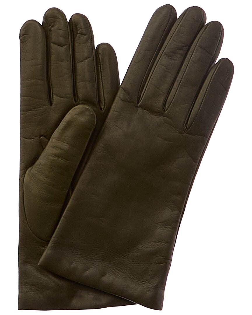 Portolano Cashmere-lined Leather Gloves In Green