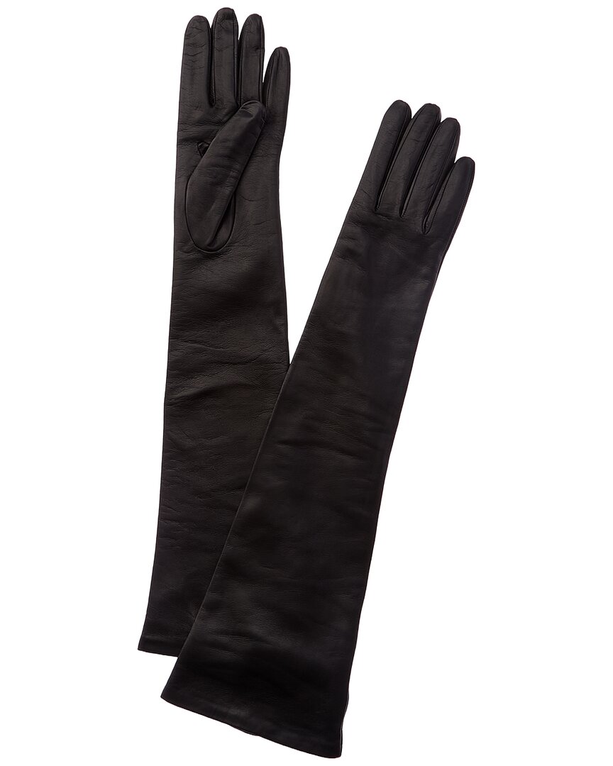 Portolano Long Silk-lined Leather Gloves In Black