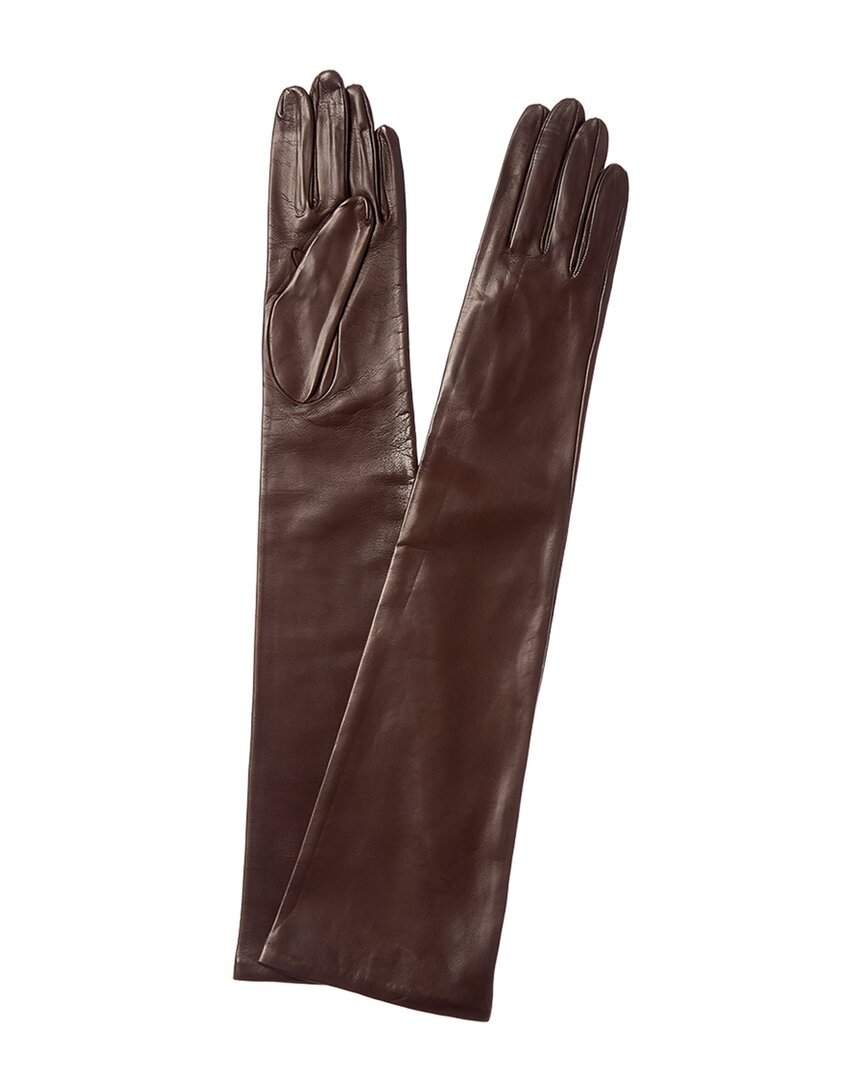Portolano Dnu  Long Silk-lined Leather Gloves In Green