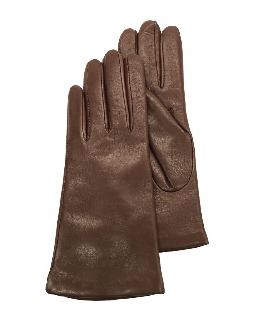 Portolano Cashmere-lined Leather Gloves In Brown