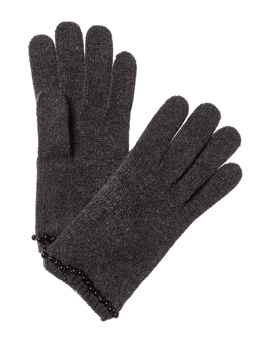 Portolano Pearls On Cuff Cashmere Gloves In Gray