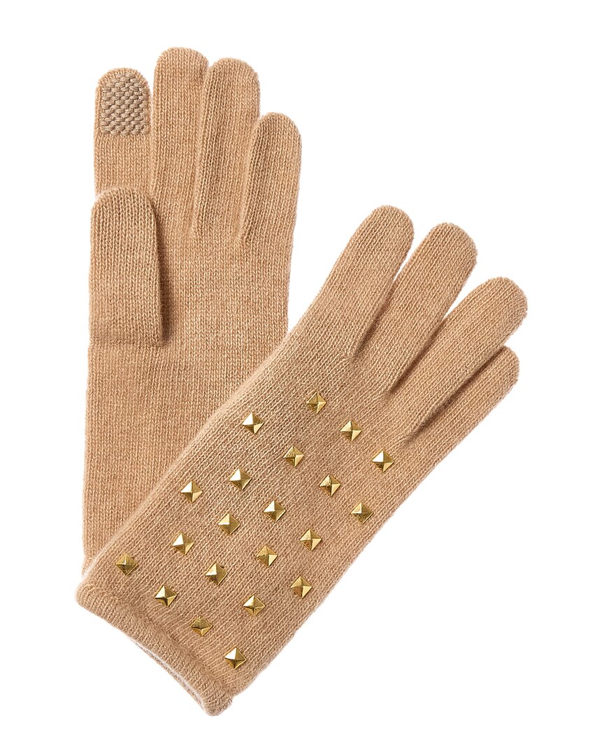 Portolano Studs Cashmere Tech Gloves In Brown