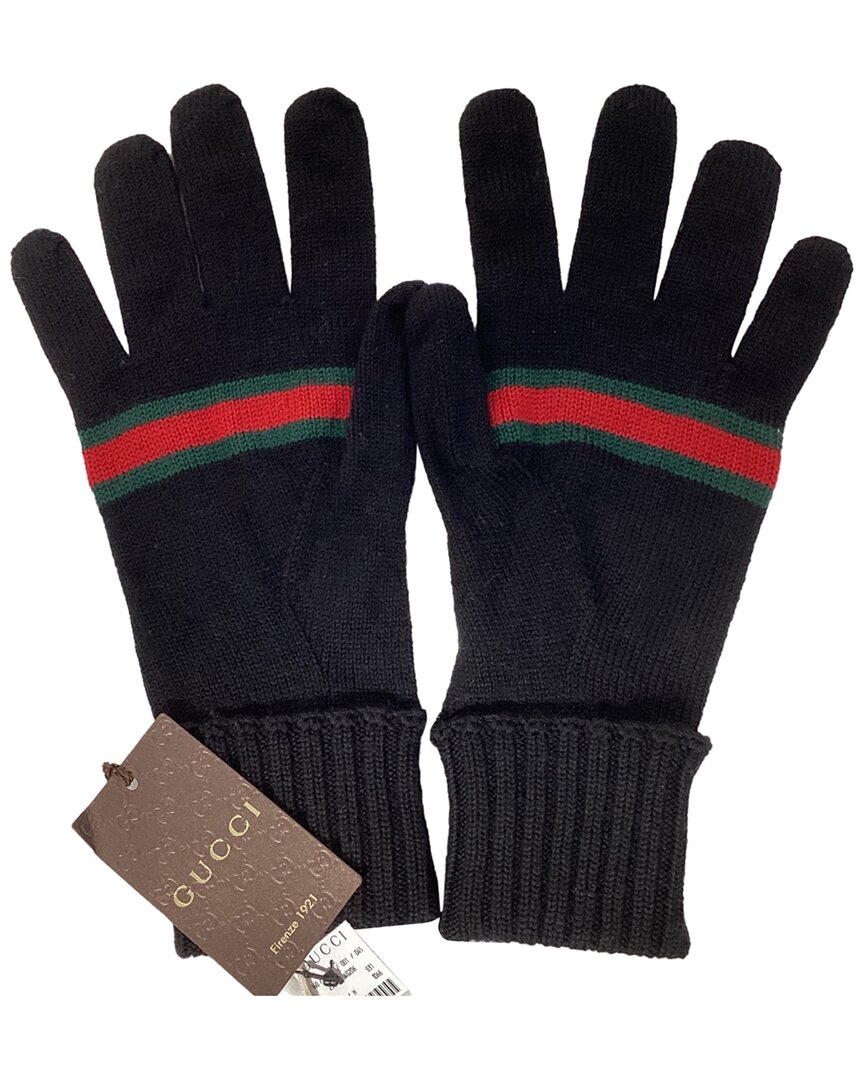 Gucci Web Knitted Gloves (authentic Pre-loved)