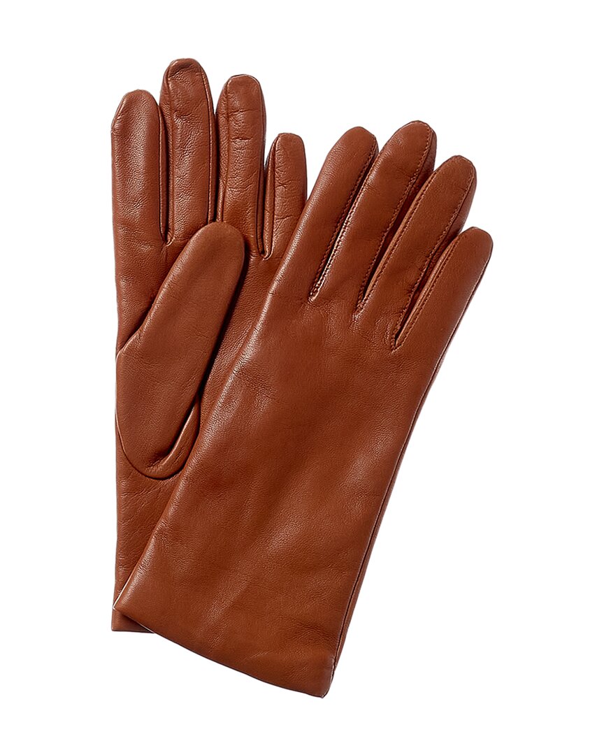 Fownes Metisse Ruched Leather Tech Gloves In Brown