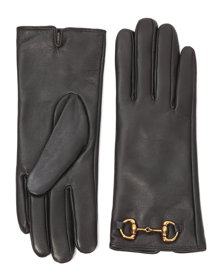 Tiffany & Fred Paris Cashmere-lined Leather Gloves In Brown