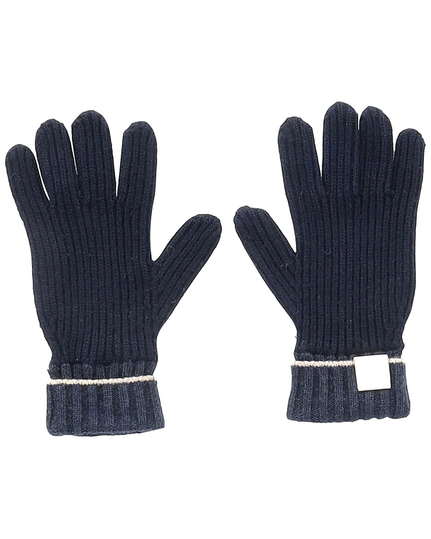 Loewe Leather-trimmed Ribbed Gloves (authentic Pre-loved)