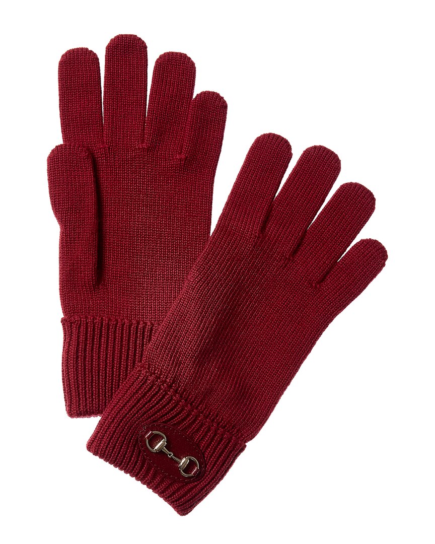 Gucci Horsebit Wool Gloves In Red