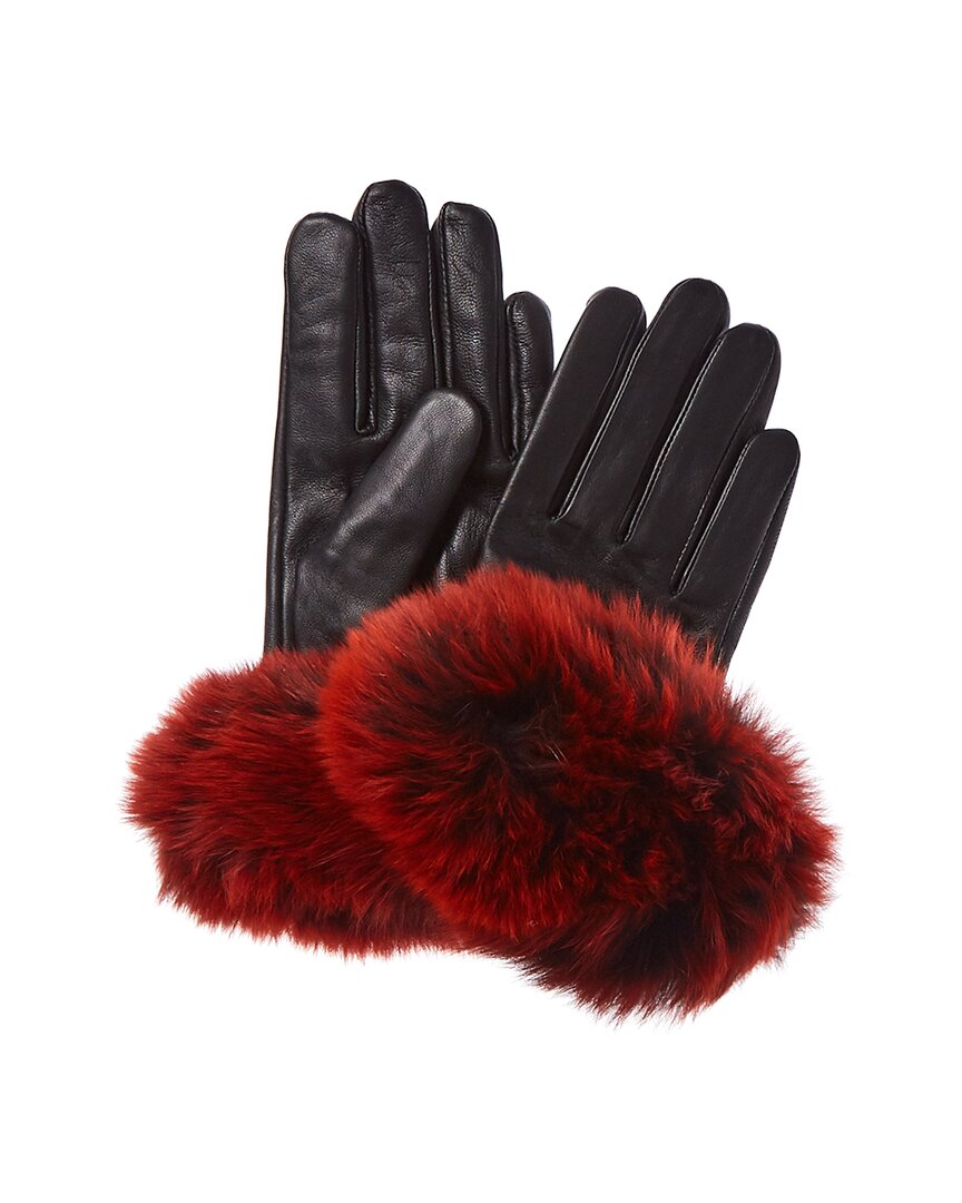 Shop La Fiorentina Leather Glove In Red