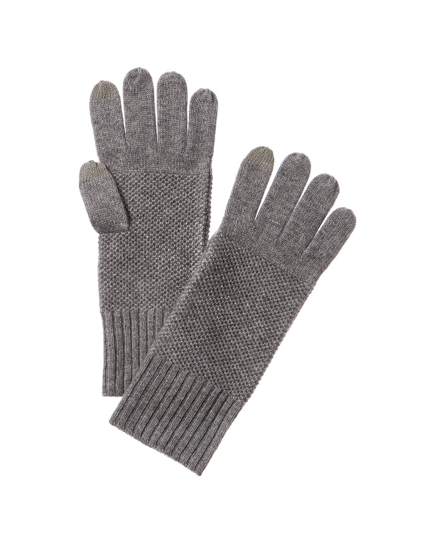 Shop Forte Cashmere Luxe Textured Cashmere Gloves In Grey