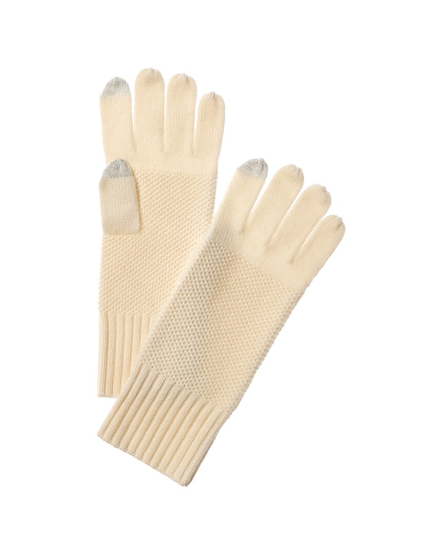 Shop Forte Cashmere Luxe Textured Cashmere Gloves In White