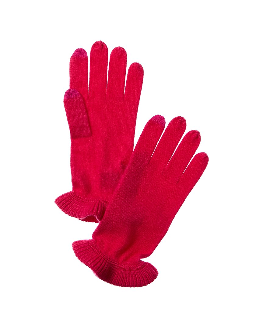 Shop Forte Cashmere Ruffle Cashmere Gloves In Red
