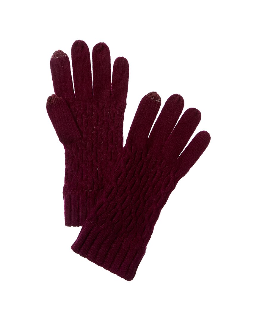 Shop Forte Cashmere Cable Texture Stitch Cashmere Gloves In Purple