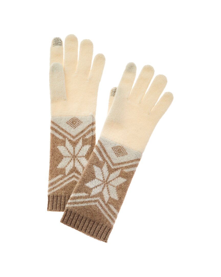 Shop Hannah Rose Snowflake Fair Isle Cashmere Gloves In White
