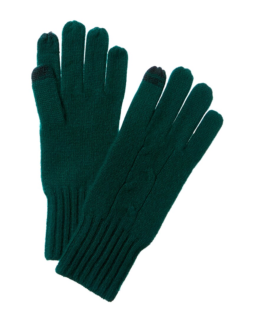 Shop Amicale Cashmere Ribbed Cuff Cashmere Gloves In Green