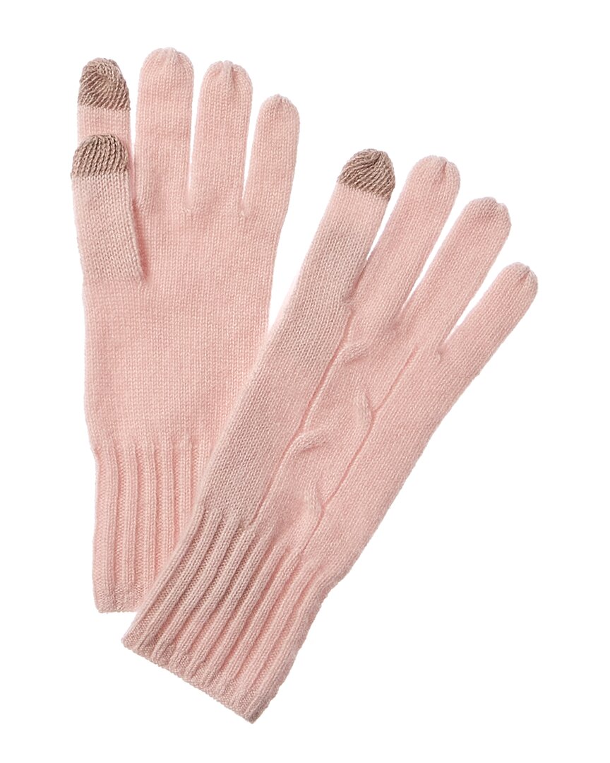 Shop Amicale Cashmere Ribbed Cuff Cashmere Gloves In Pink