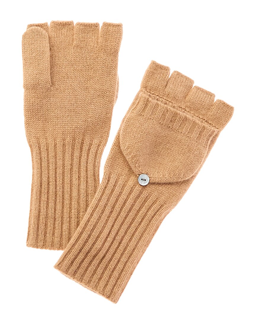 Amicale Cashmere Pop Top Cashmere Gloves In Brown