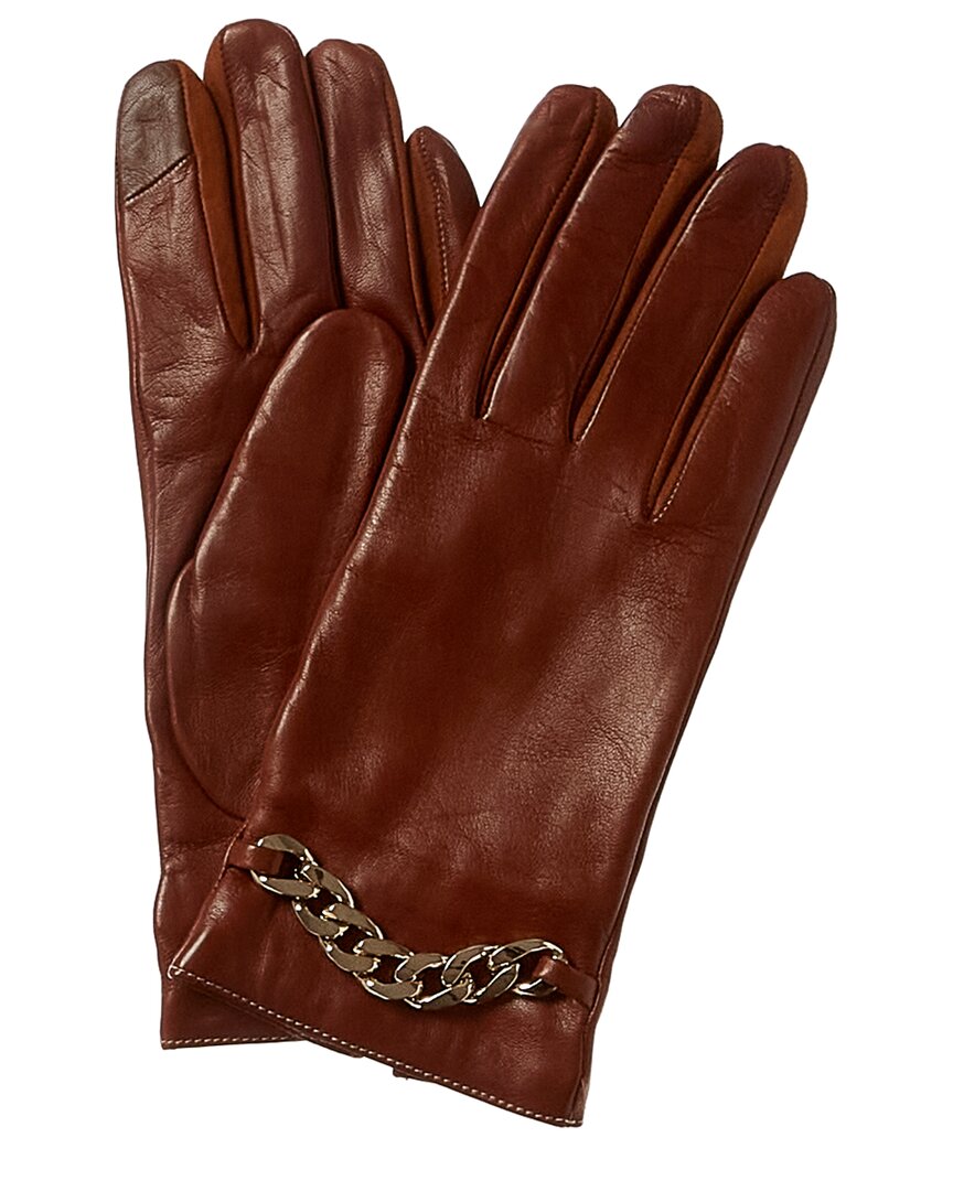 Portolano Cashmere-lined Leather Gloves In Brown
