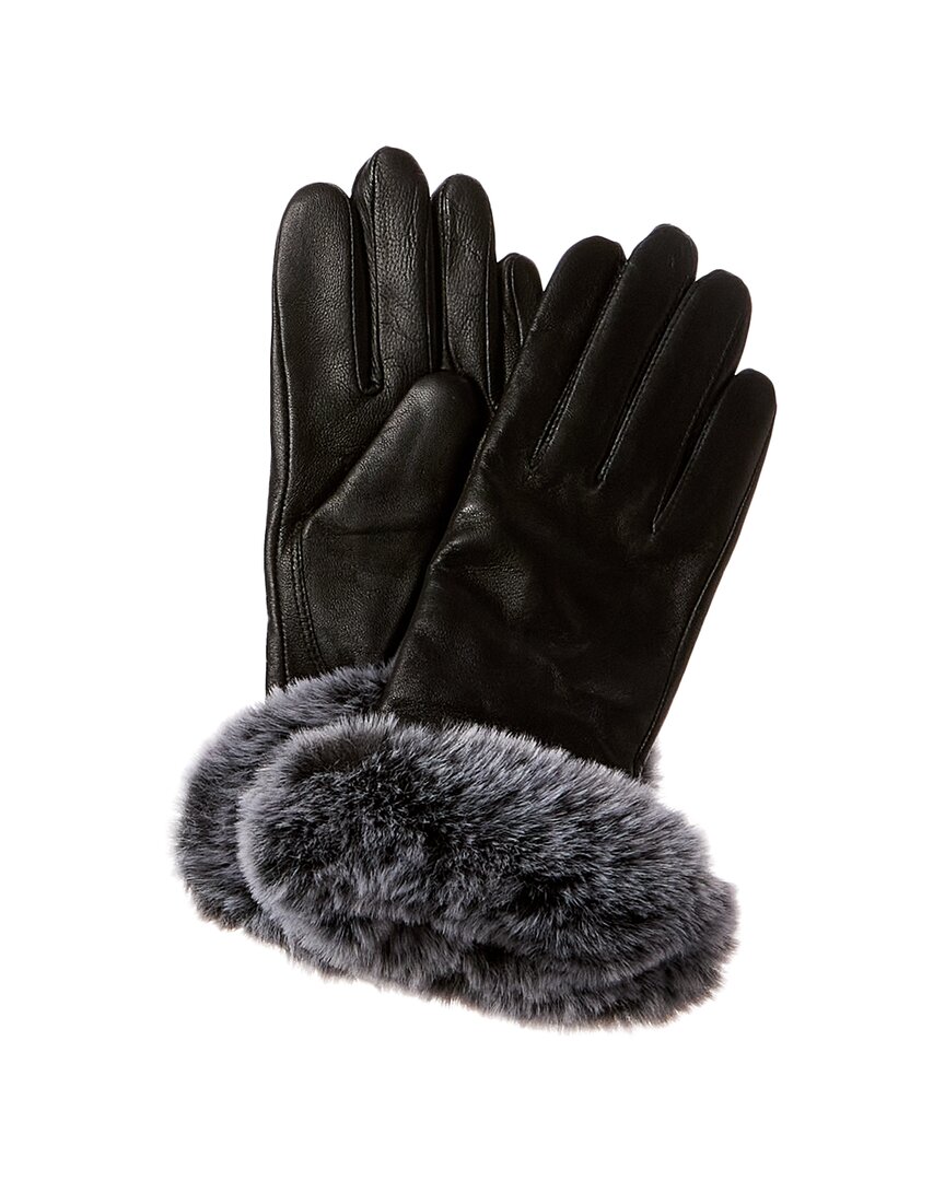 Shop Surell Accessories Leather Gloves In Black