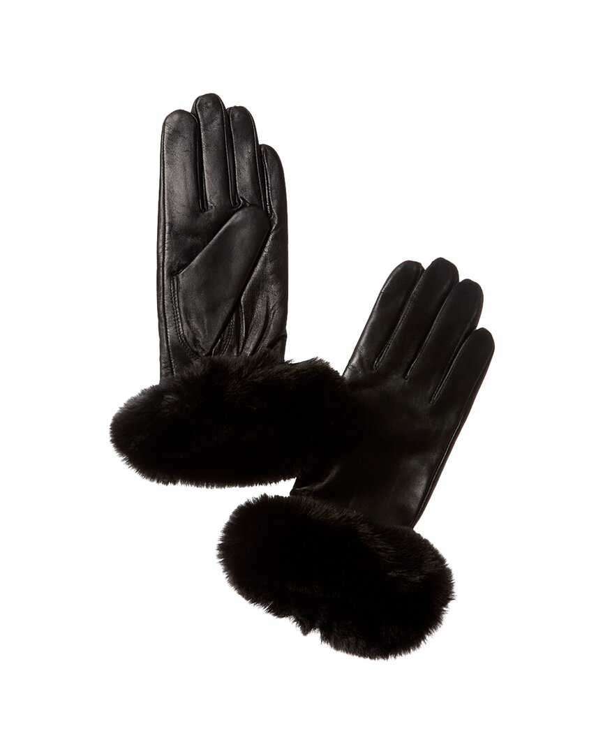 Shop Surell Accessories Leather Gloves In Black