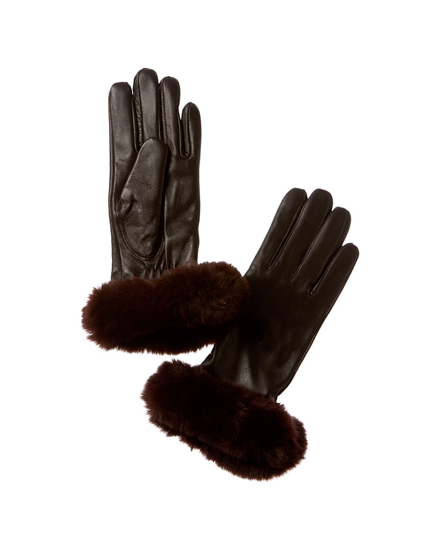 Shop Surell Accessories Leather Gloves In Brown