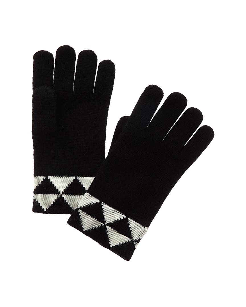 Phenix Triangle Jacquard Cuff Touch Tech Cashmere Gloves In Black