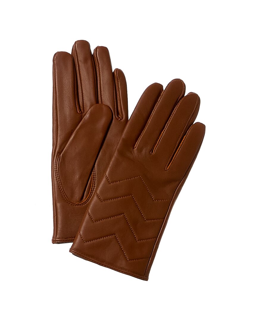 Shop Phenix Quilted V Cashmere-lined Leather Gloves In Brown