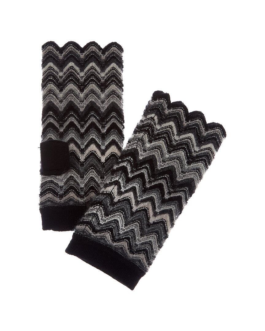 Forte Cashmere Zig Zag Stitch Cashmere Texting Gloves In Black