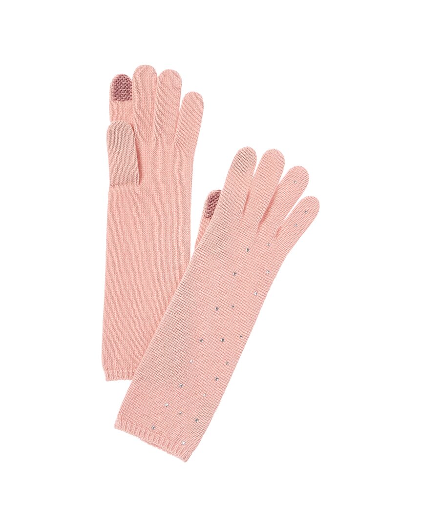 Shop Portolano Crystal Hot Fix Cashmere Tech Gloves In Pink