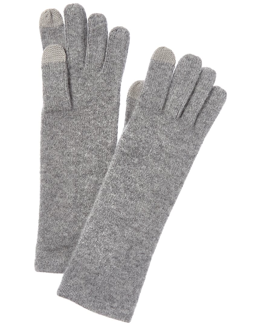 Sofia Cashmere Sofiacashmere Mid-length Touchscreen Cashmere Gloves In Gray