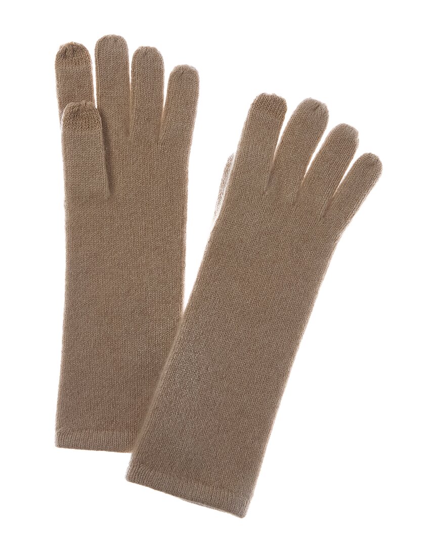 Sofia Cashmere Sofiacashmere Mid-length Touchscreen Cashmere Gloves In Brown
