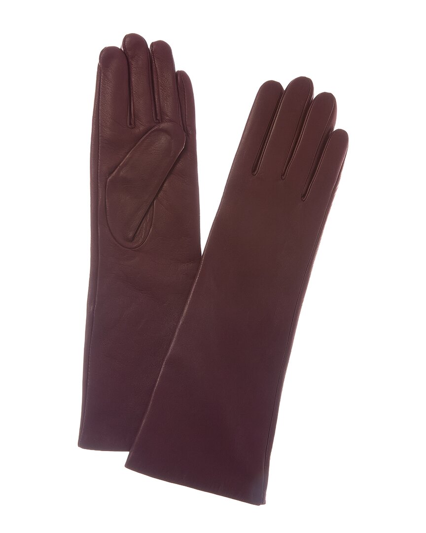 Sofia Cashmere Sofiacashmere Mid-length Cashmere-lined Nappa Leather Gloves In Red