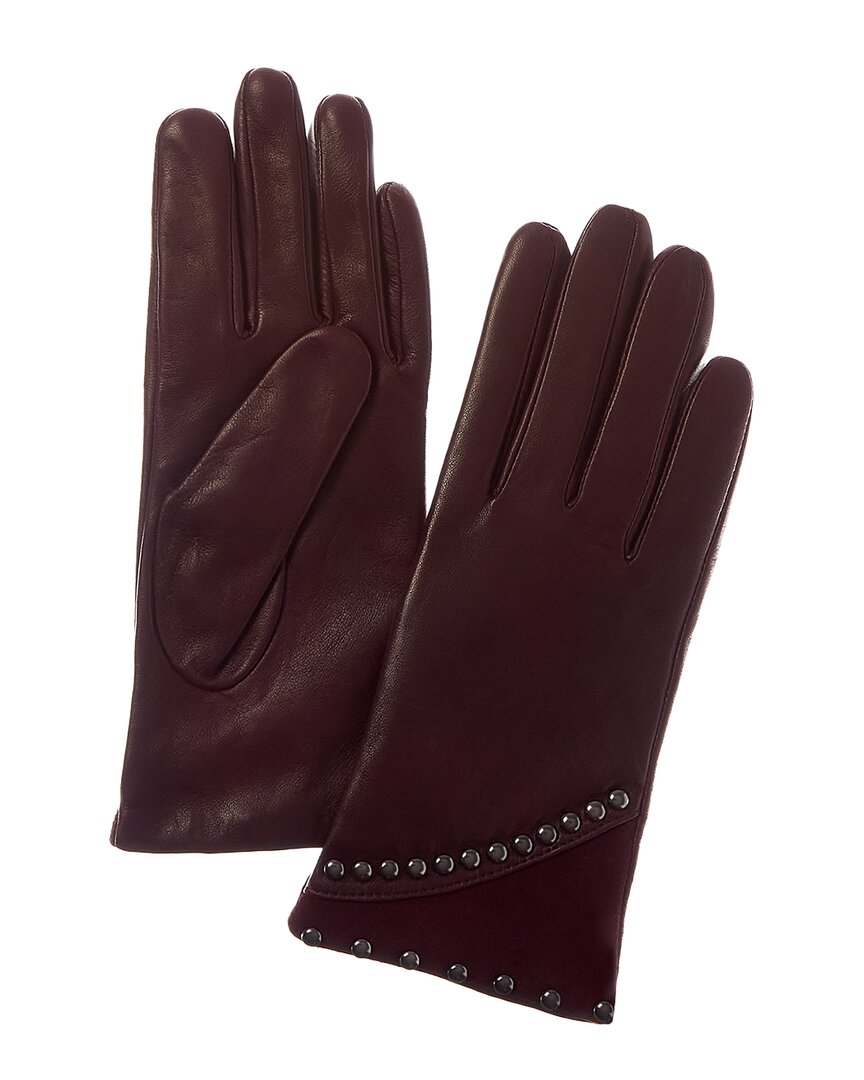 Sofia Cashmere Sofiacashmere Classic Cashmere-lined Nappa Leather Gloves In Brown