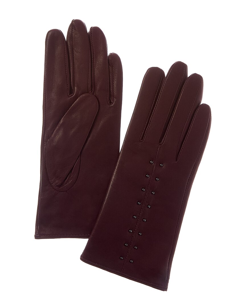 Sofia Cashmere Sofiacashmere Cashmere-lined Nappa Leather Gloves In Brown