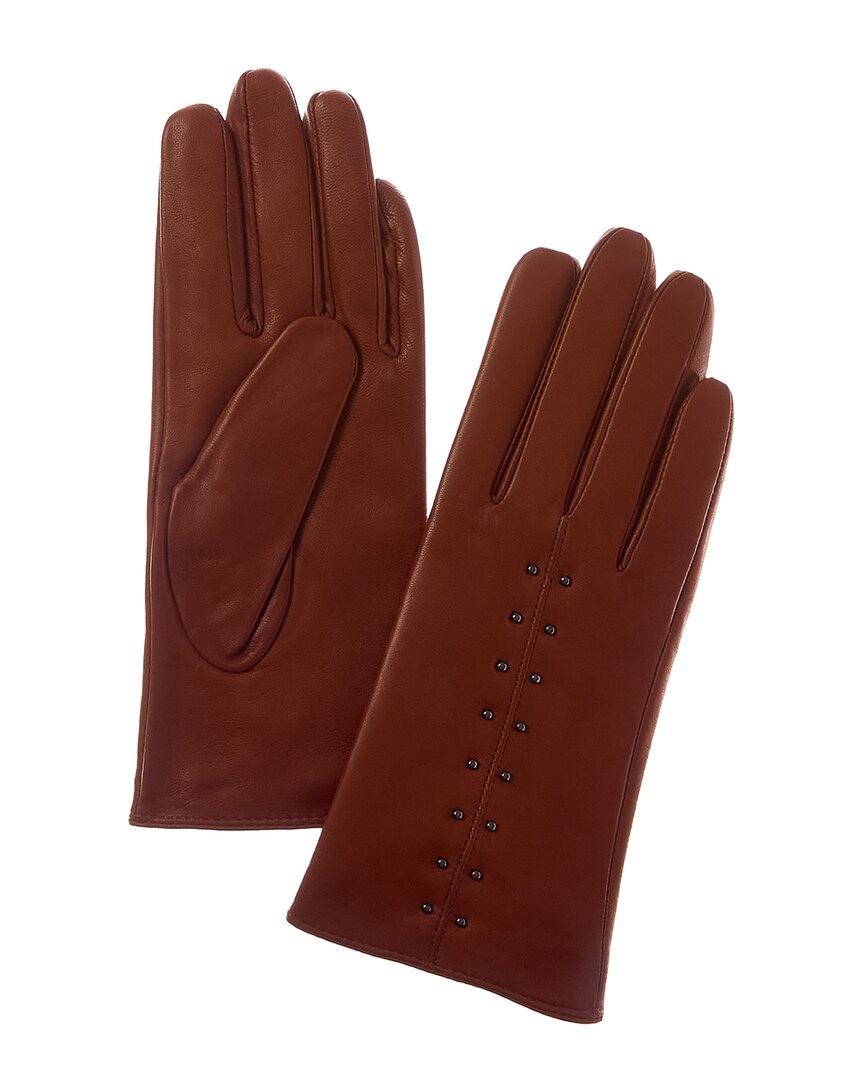 Sofia Cashmere Sofiacashmere Cashmere-lined Nappa Leather Gloves In Burgundy