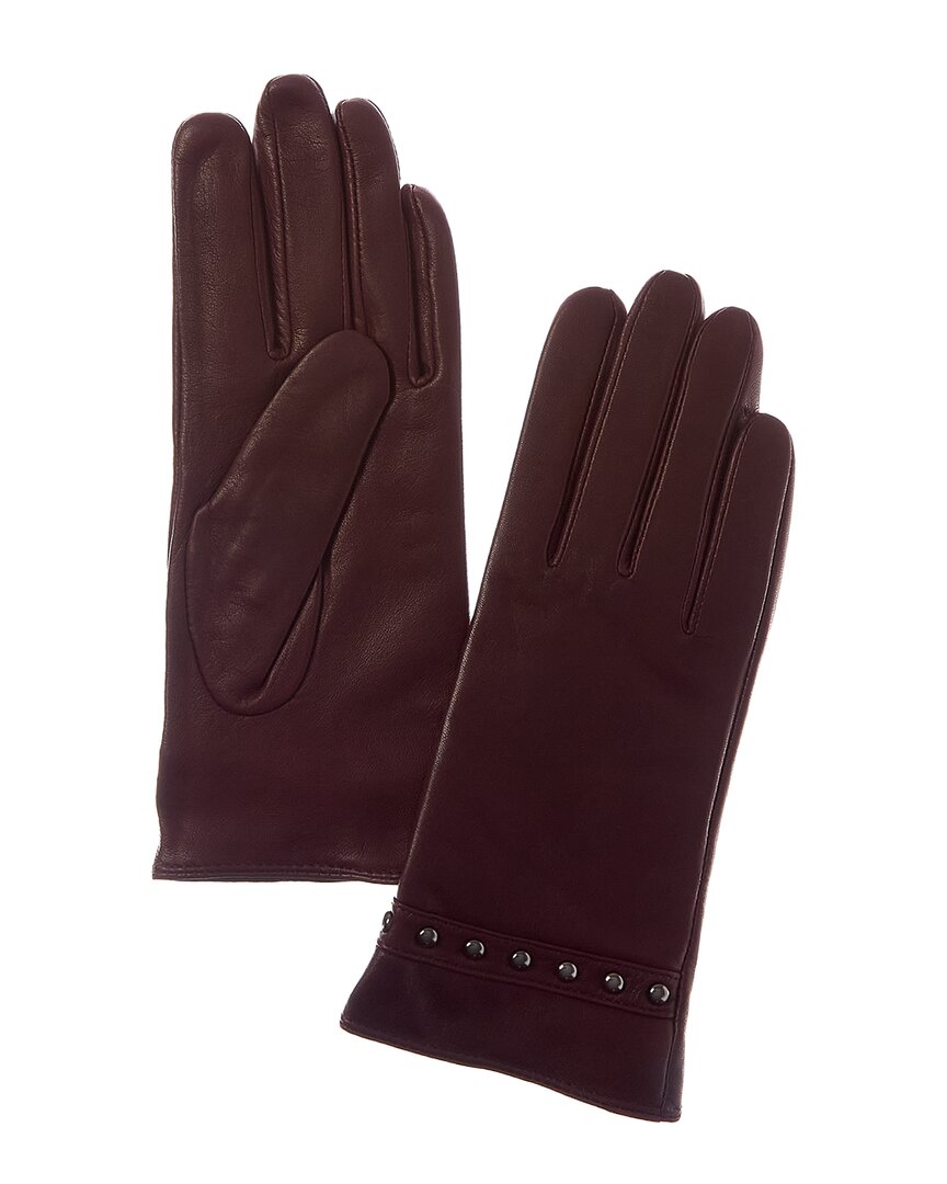 Sofia Cashmere Sofiacashmere Cashmere-lined Nappa Leather Gloves In Burgundy