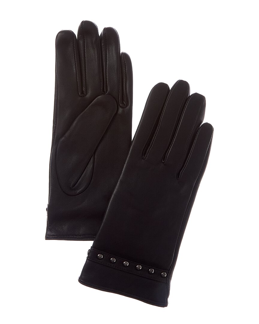 Sofia Cashmere Sofiacashmere Cashmere-lined Nappa Leather Gloves In Brown