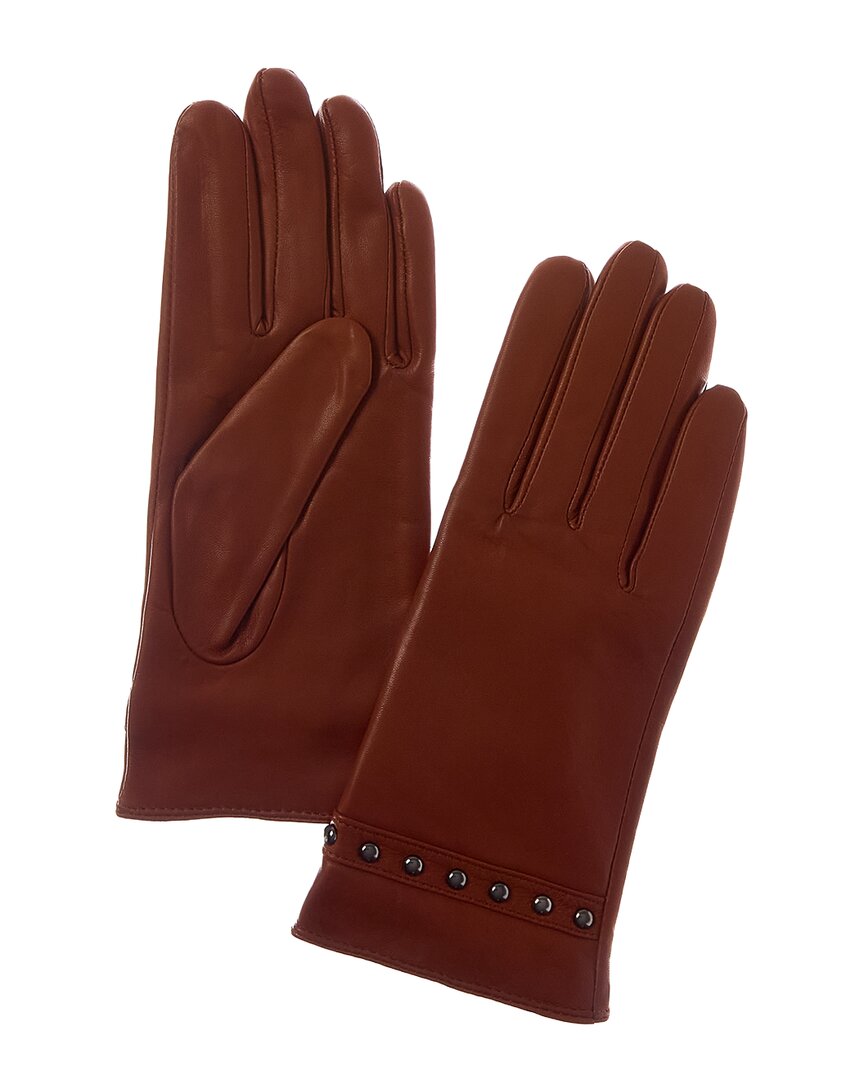 Sofia Cashmere Sofiacashmere Cashmere-lined Nappa Leather Gloves In Brown