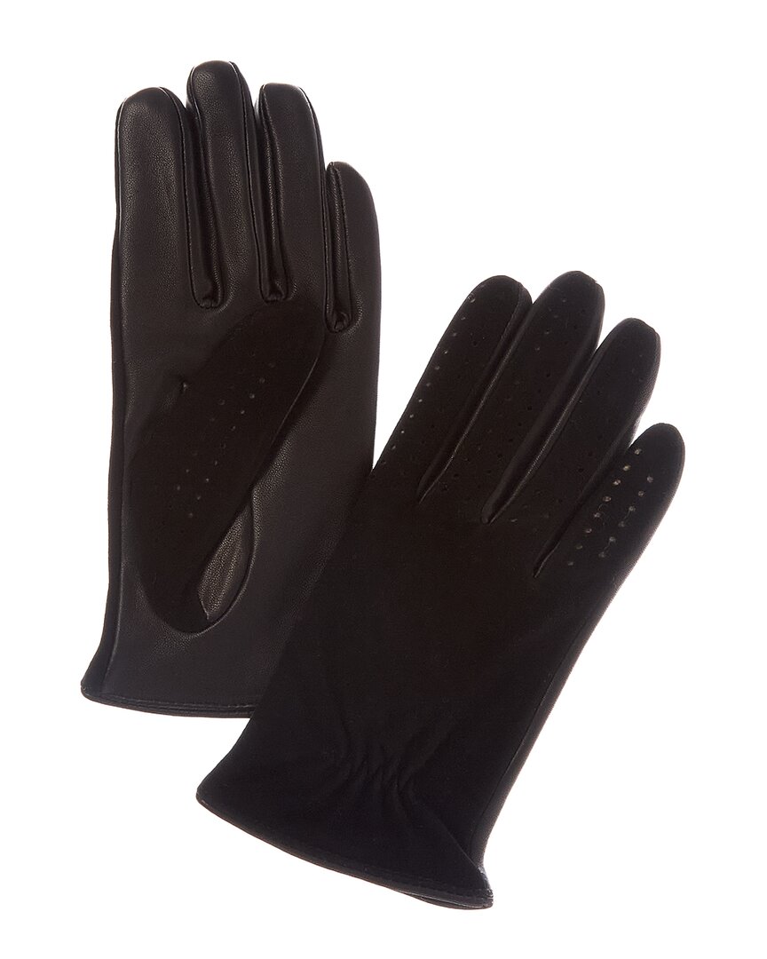 Vince Suede & Leather Driving Gloves In Black