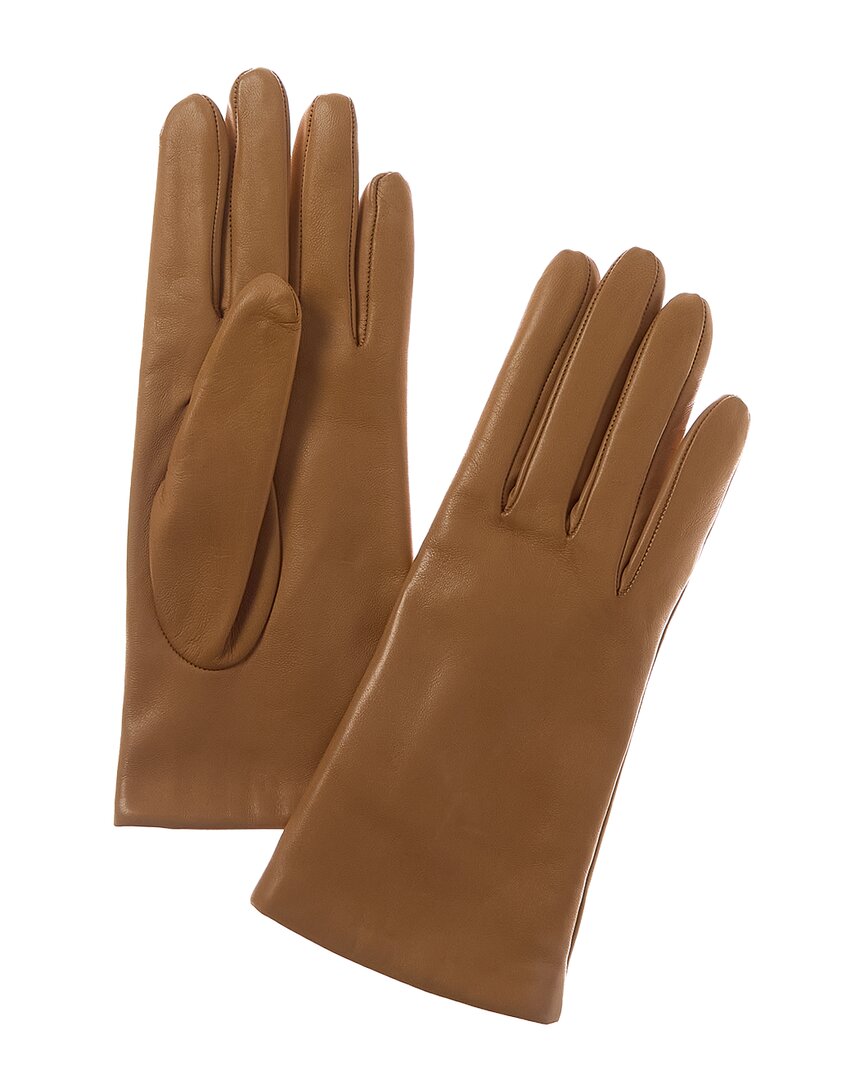 Portolano Cashmere-lined Leather Gloves In Brown