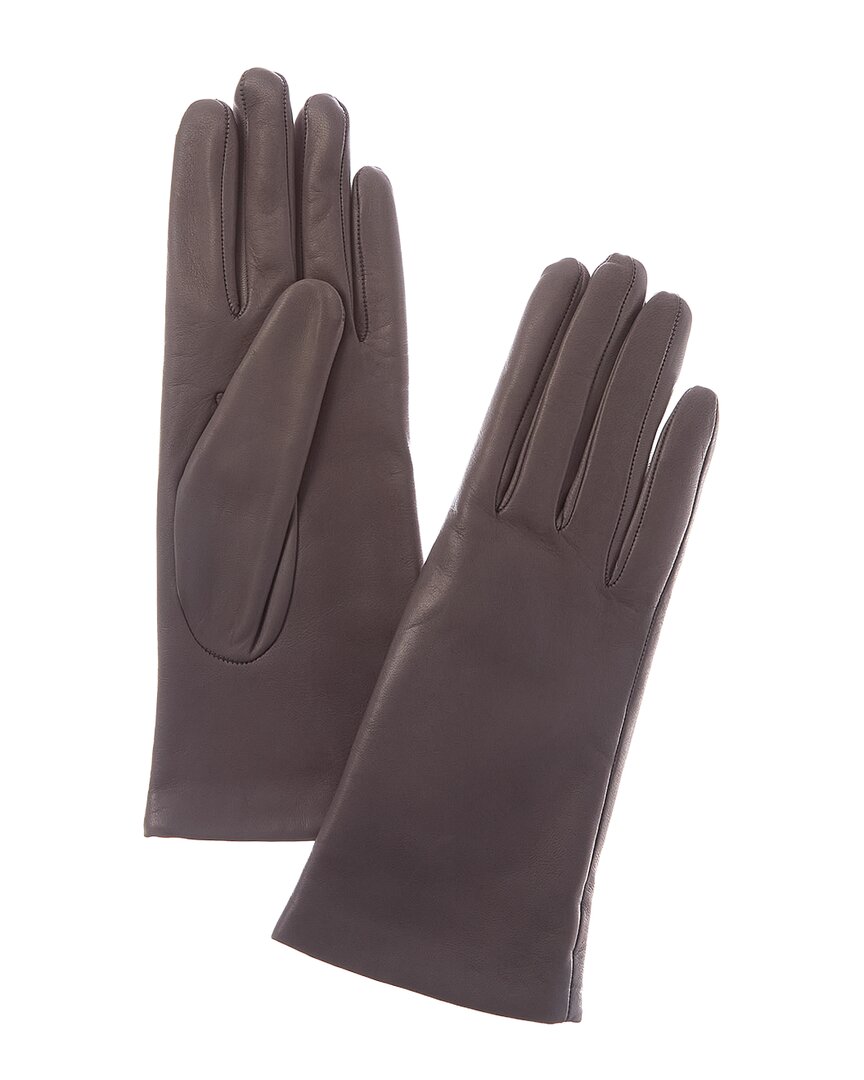 Portolano Cashmere-lined Leather Gloves In Gray