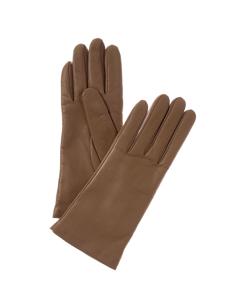 Portolano 2-button Cashmere-lined Leather Gloves In Brown