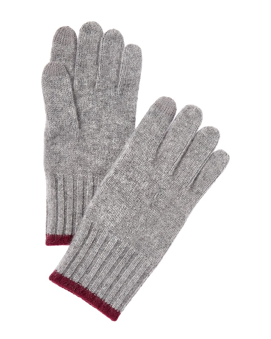 Phenix Tipped Rib Cuff Cashmere Gloves In Grey