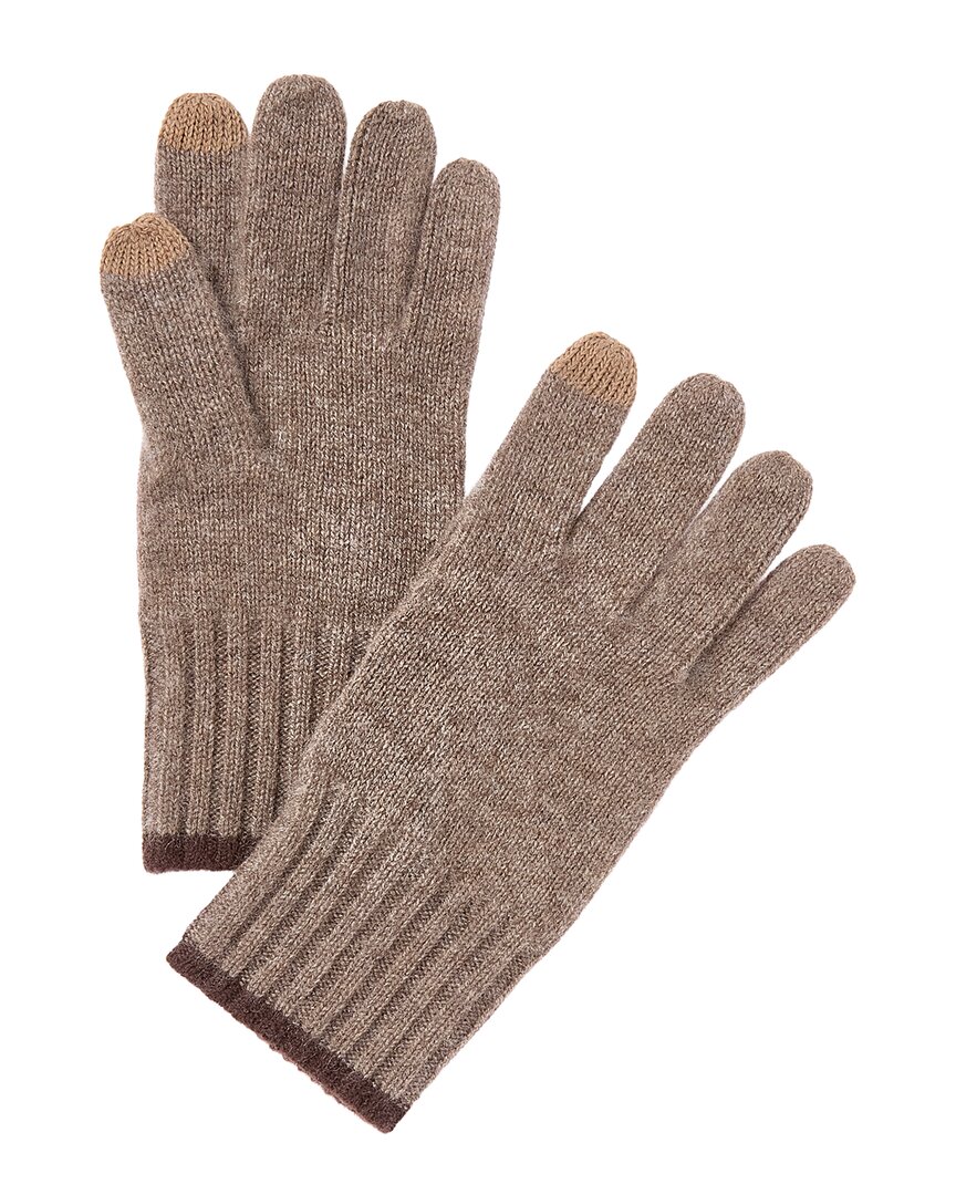 Phenix Tipped Rib Cuff Cashmere Gloves In Grey
