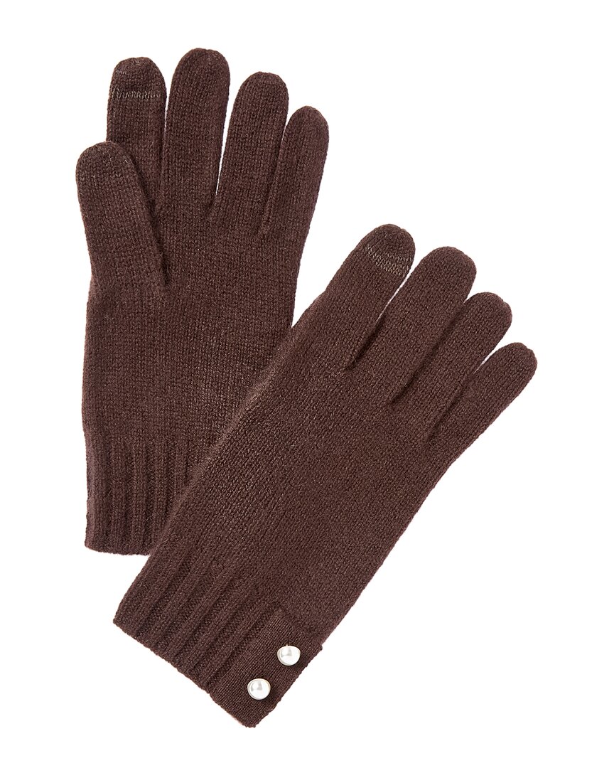 Phenix Pearl Button Cuff Cashmere Gloves In Brown