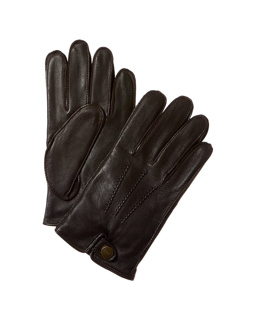 Ugg Leather Tabbed Vent Tech Gloves In Brown