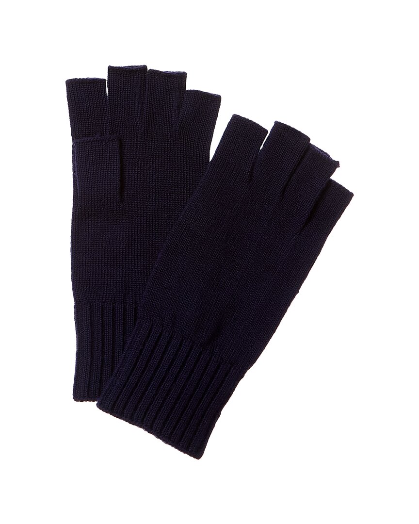 Portolano Fingerless Wool Gloves In Blue